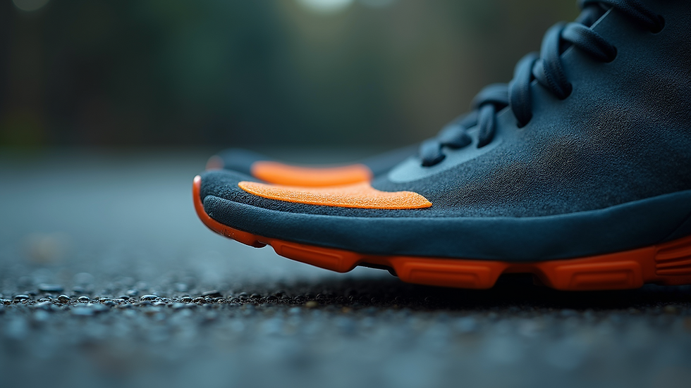 Close-up view of a high-performance sport insole inside a running shoe