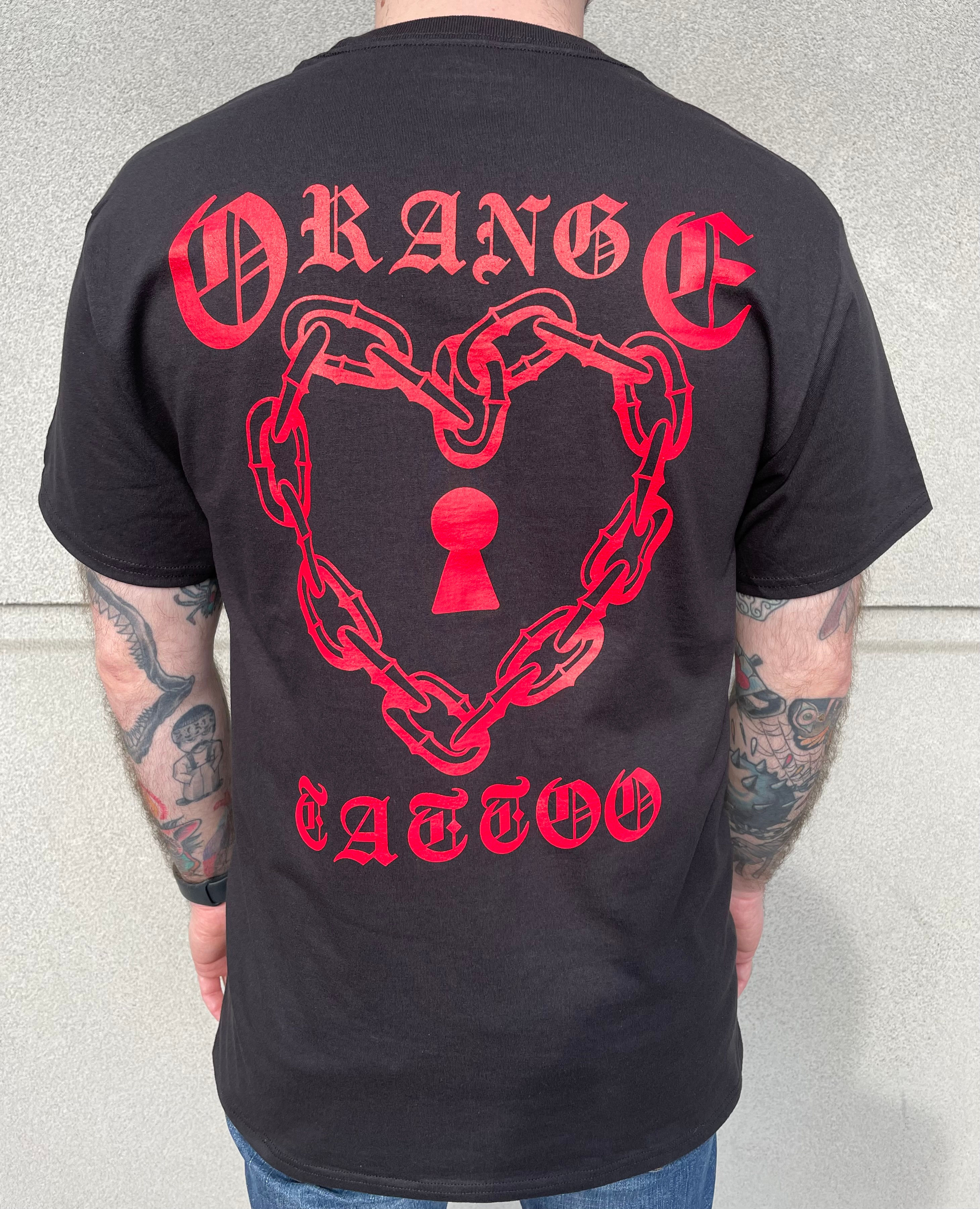Champion Brand Orange Tattoo Chain Heart T-Shirt
