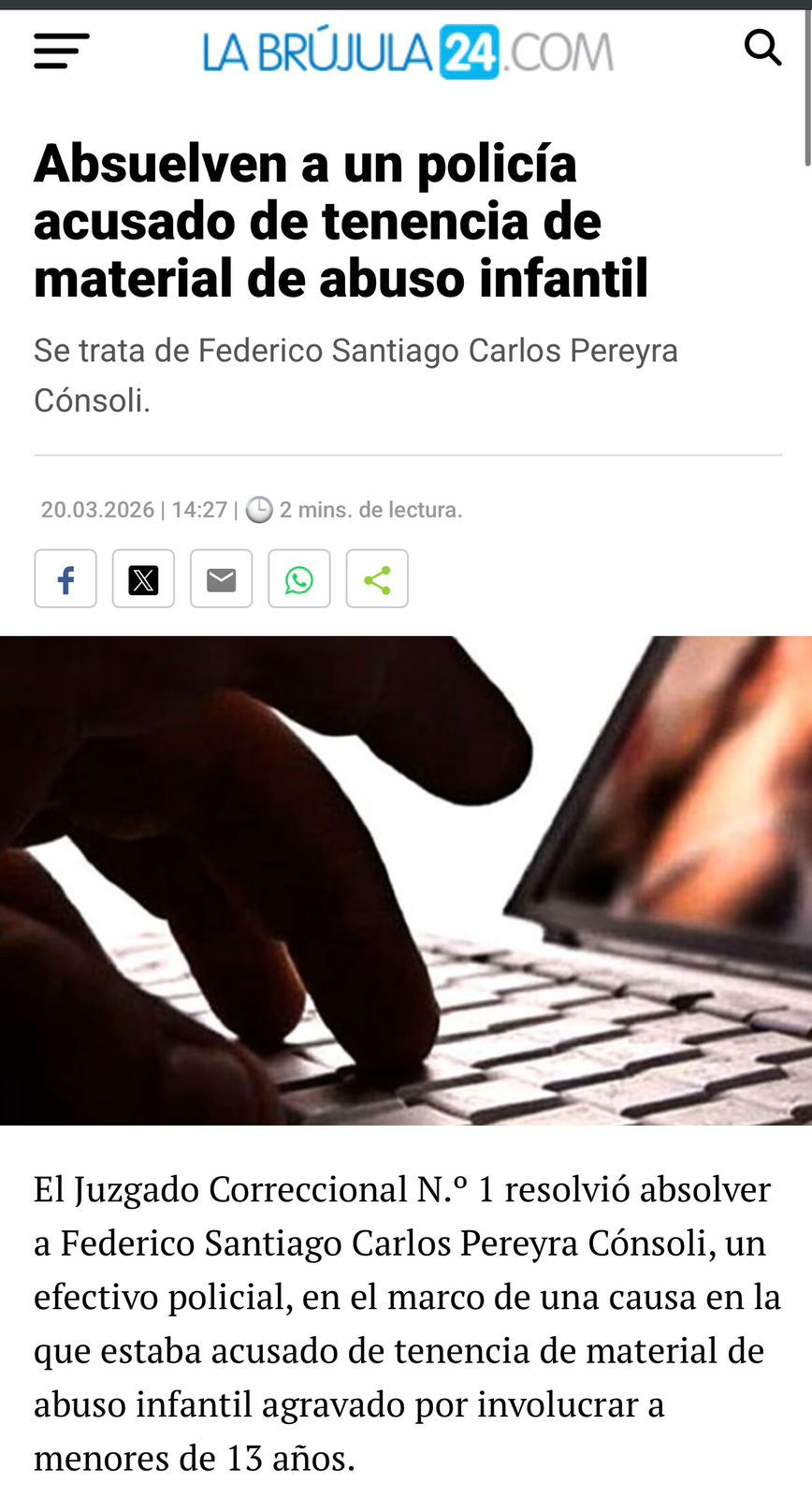 #PEREYRA CONSOLI ABSUELTO! DEL DELITO DE TENENCIA DE PORNOGRAFIA INFANTIL.