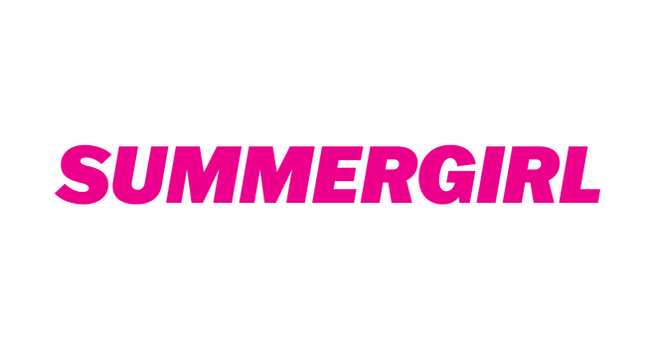 SUMMERGIRL Logo in dark pink, typography of the letters SUMMERGIRL all caps in Helvetica Bold
