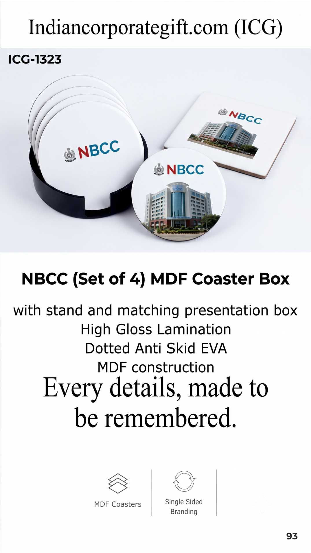 MDF Coaster ICG-1323 with Box & Stand at lowest price in Chennai by ICG