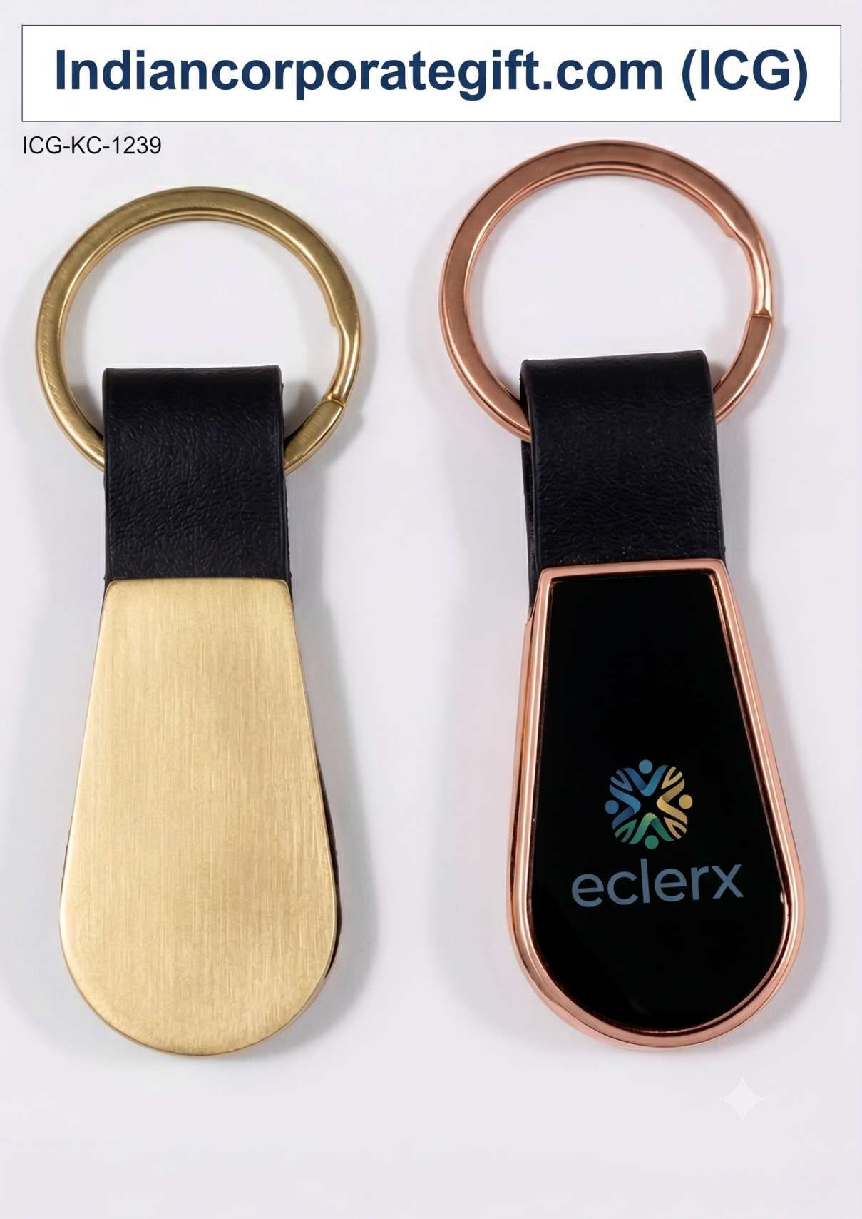 Dual-Tone Metal Leather Keychain ICG-KC-1239 manufacturer in Gurugram by ICG