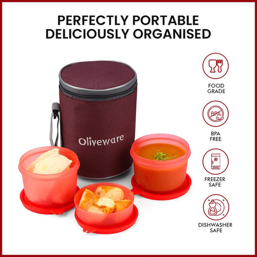 oliveware Easy Meal Plastic Lunch Box with Insulated Fabric Bag, BPA Free  Leak Corporate Gifts