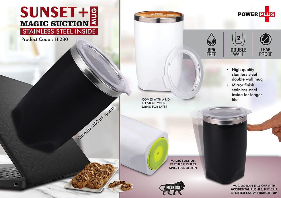 H280 – Sunset+ : Magic Suction Mug With Stainless Steel Inside | Spill Proof
