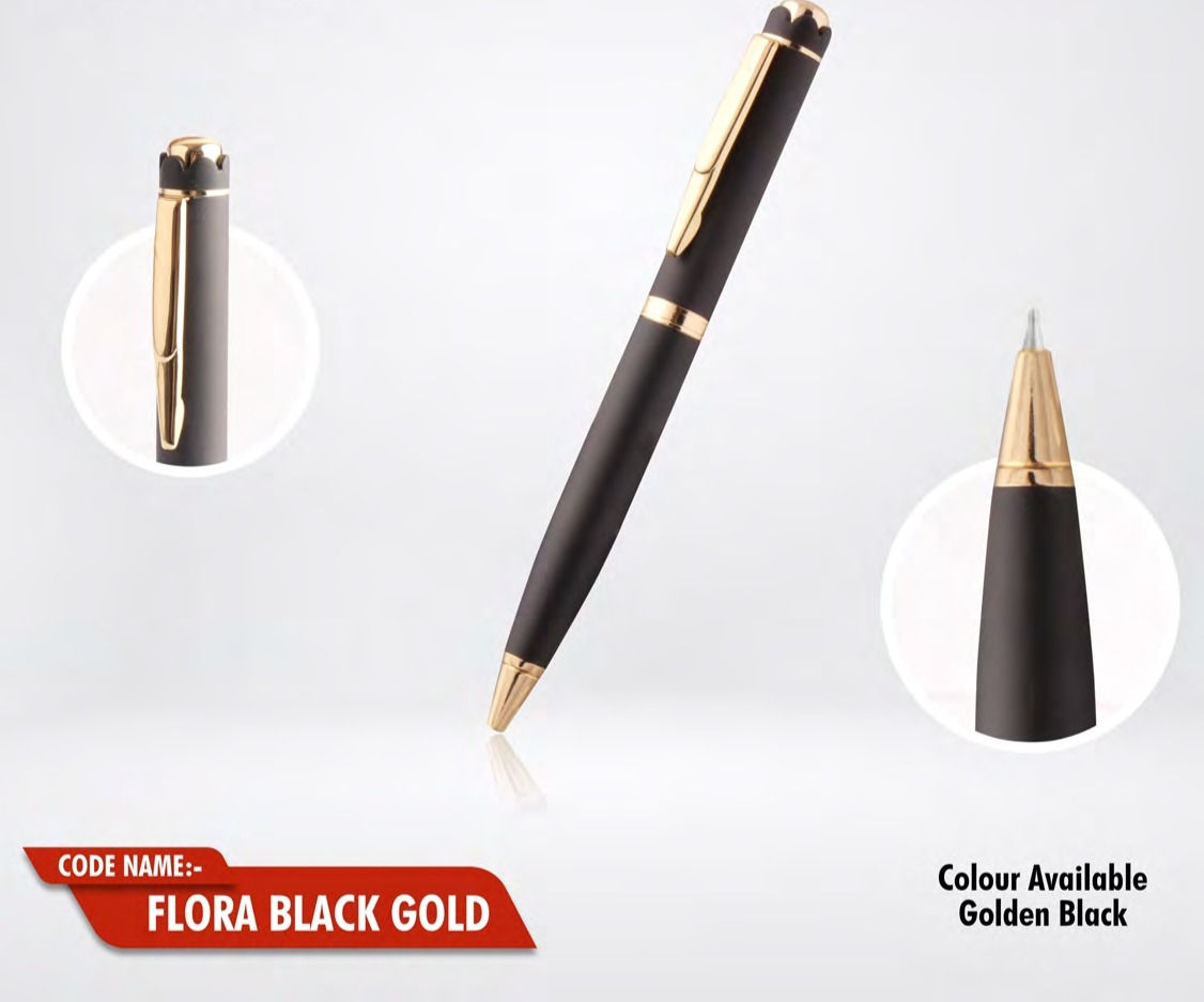 Metal Pen FLORA BLACK GOLD