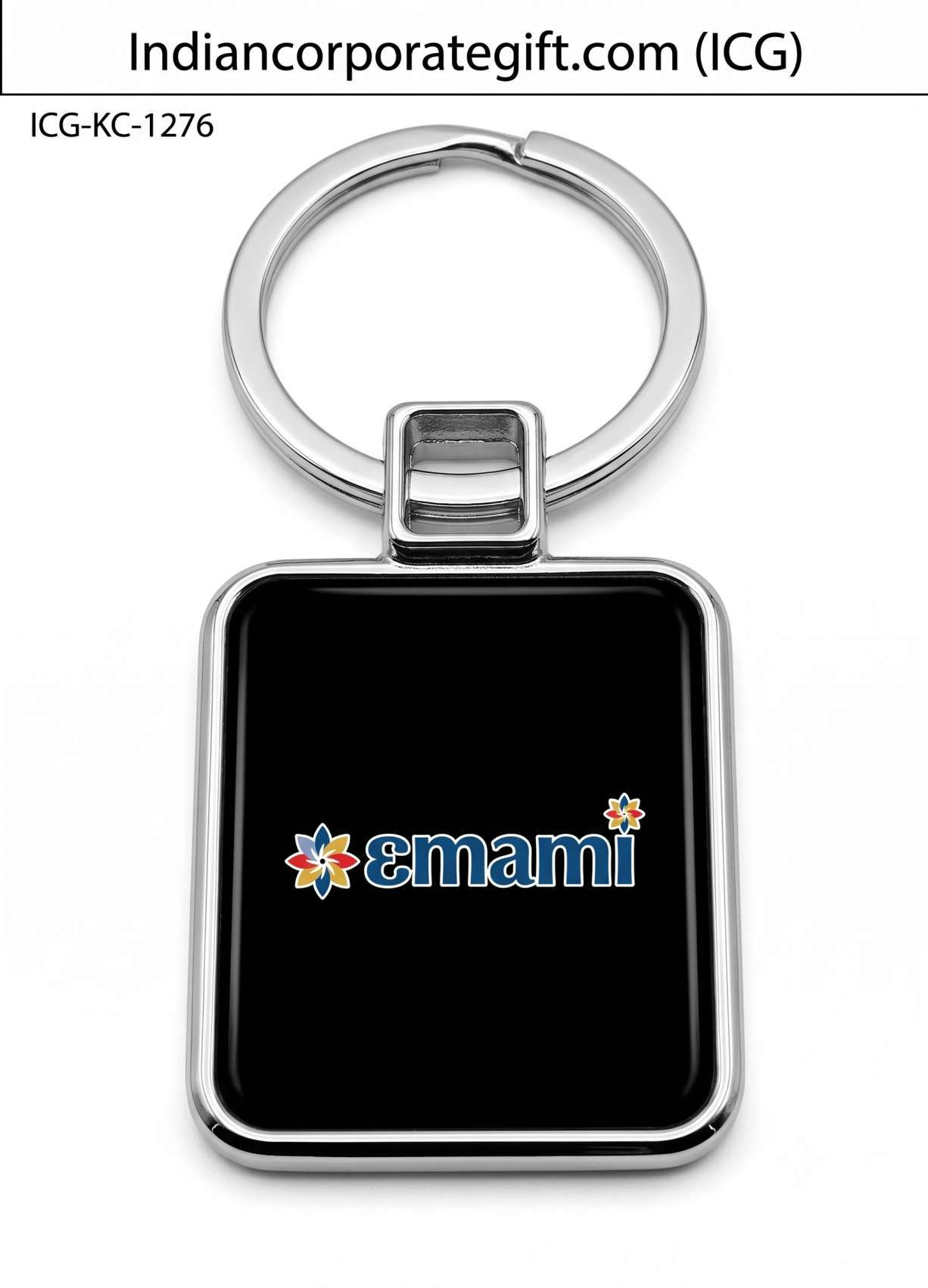 Premium Rectangular Metal Keychain ICG-KC-1276 with Glossy Insert by ICG