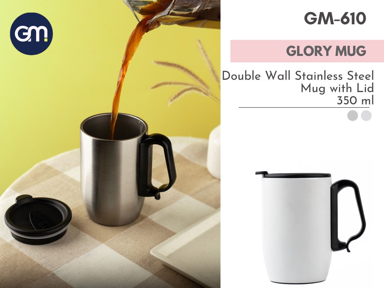 GLORY-Insulated Double Wall Stainless Steel Tea, Coffee, Milk Mug(350 ML)