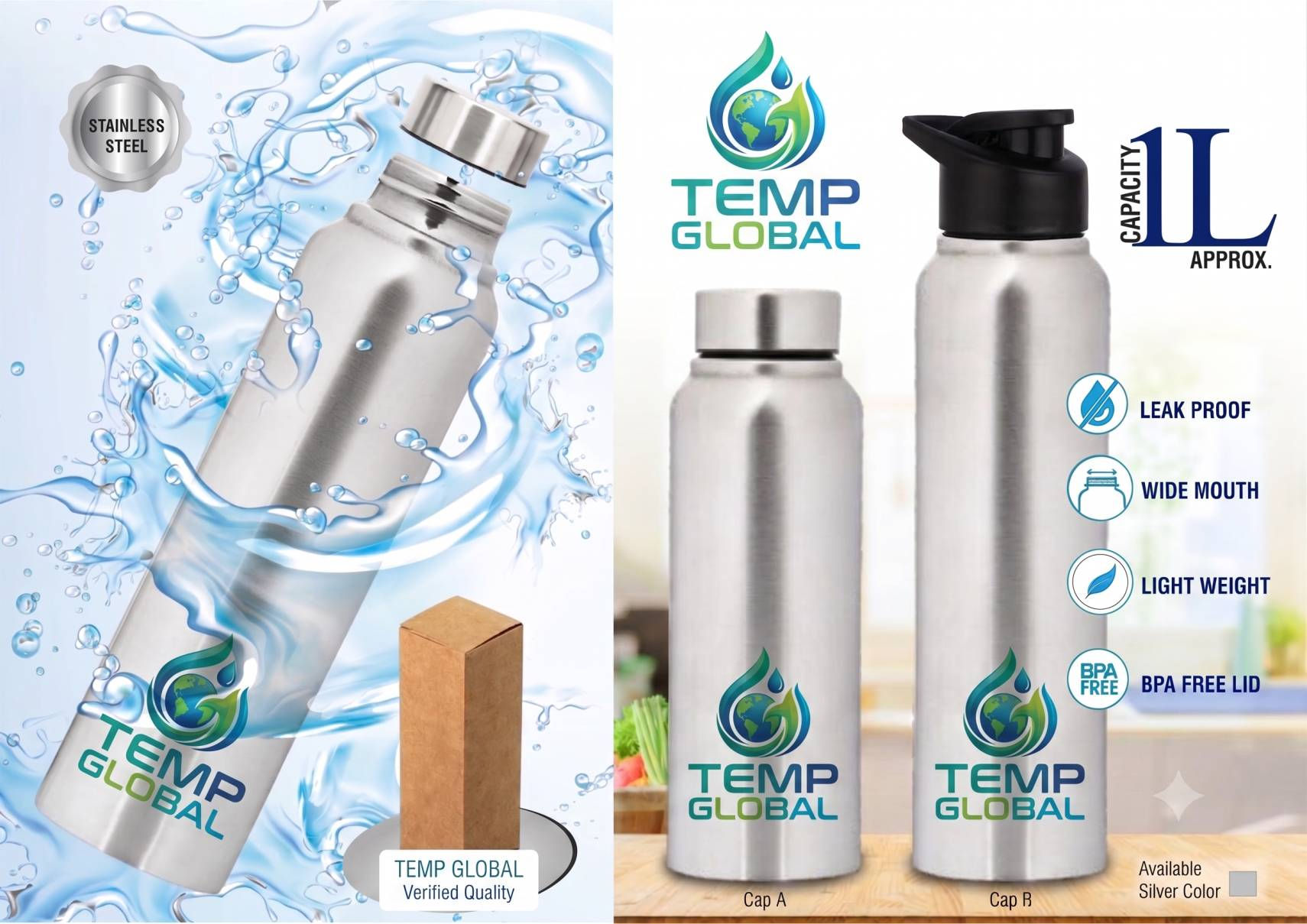1L Stainless Steel Water Bottle CI IMP 1140 by Indian Corporate Gift ICG