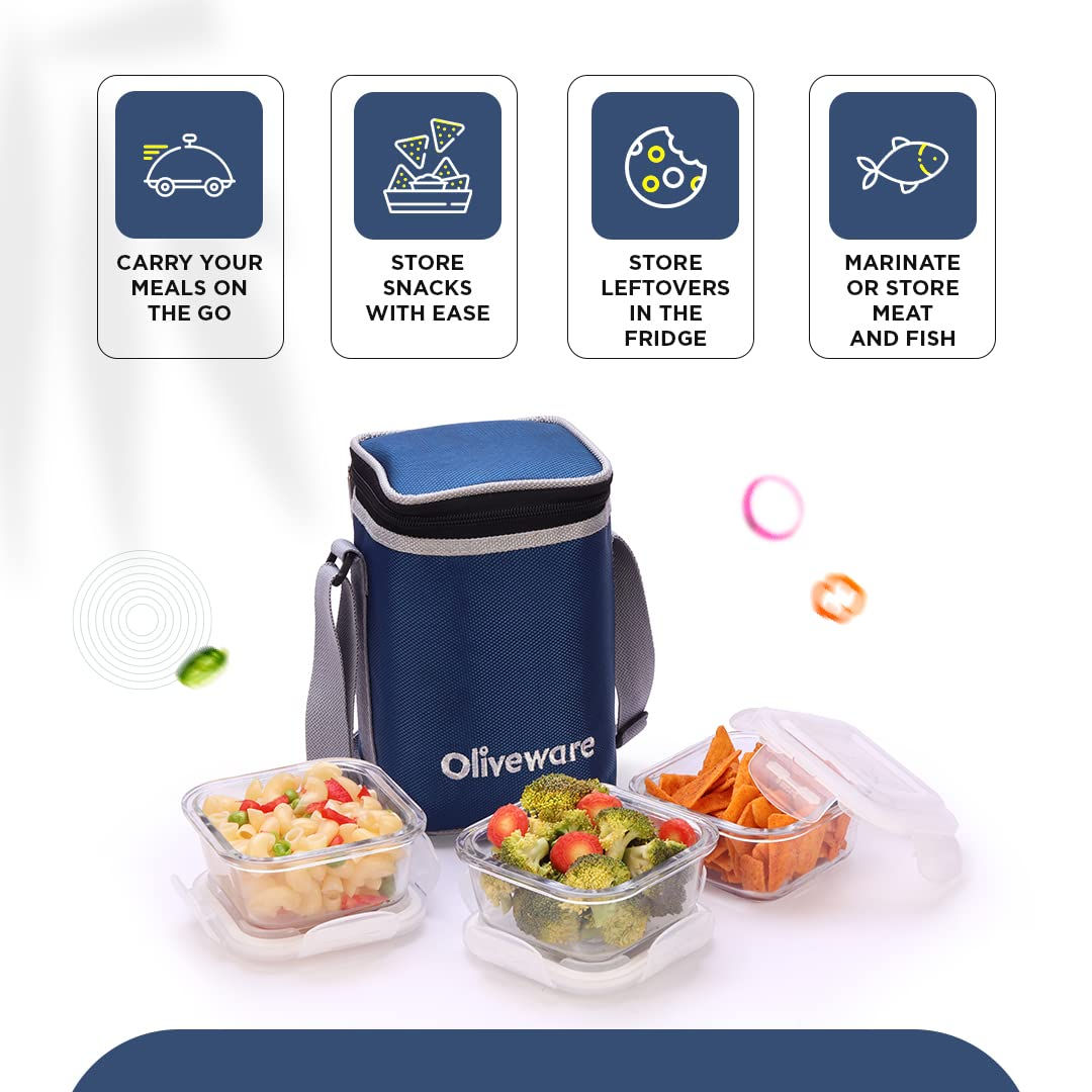 SOPL-OLIVEWARE Bounty Borosilicate Glassware Lunchbox, Microwave & Freezer Safe