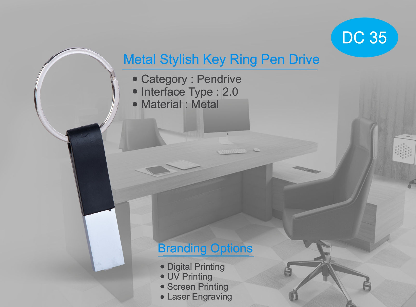 Metal Stylish Key Ring Pen Drive DC-35