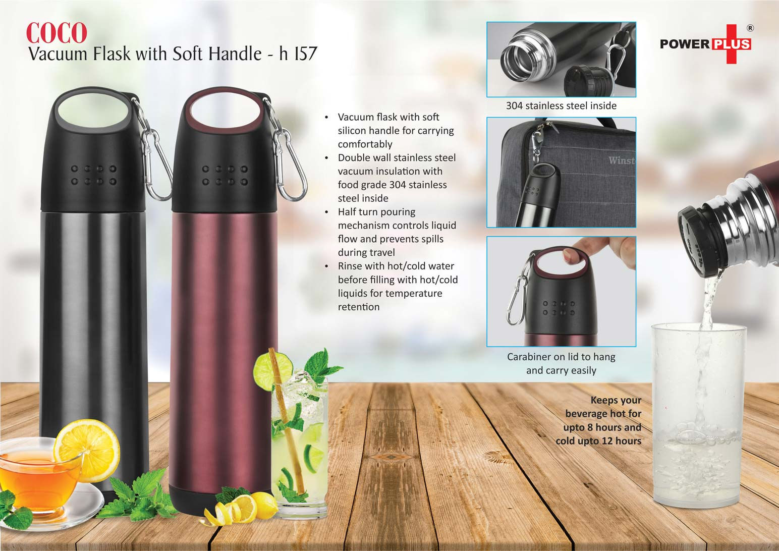 Coco Vacuum Flask with soft handle (500 ml approx) H-157