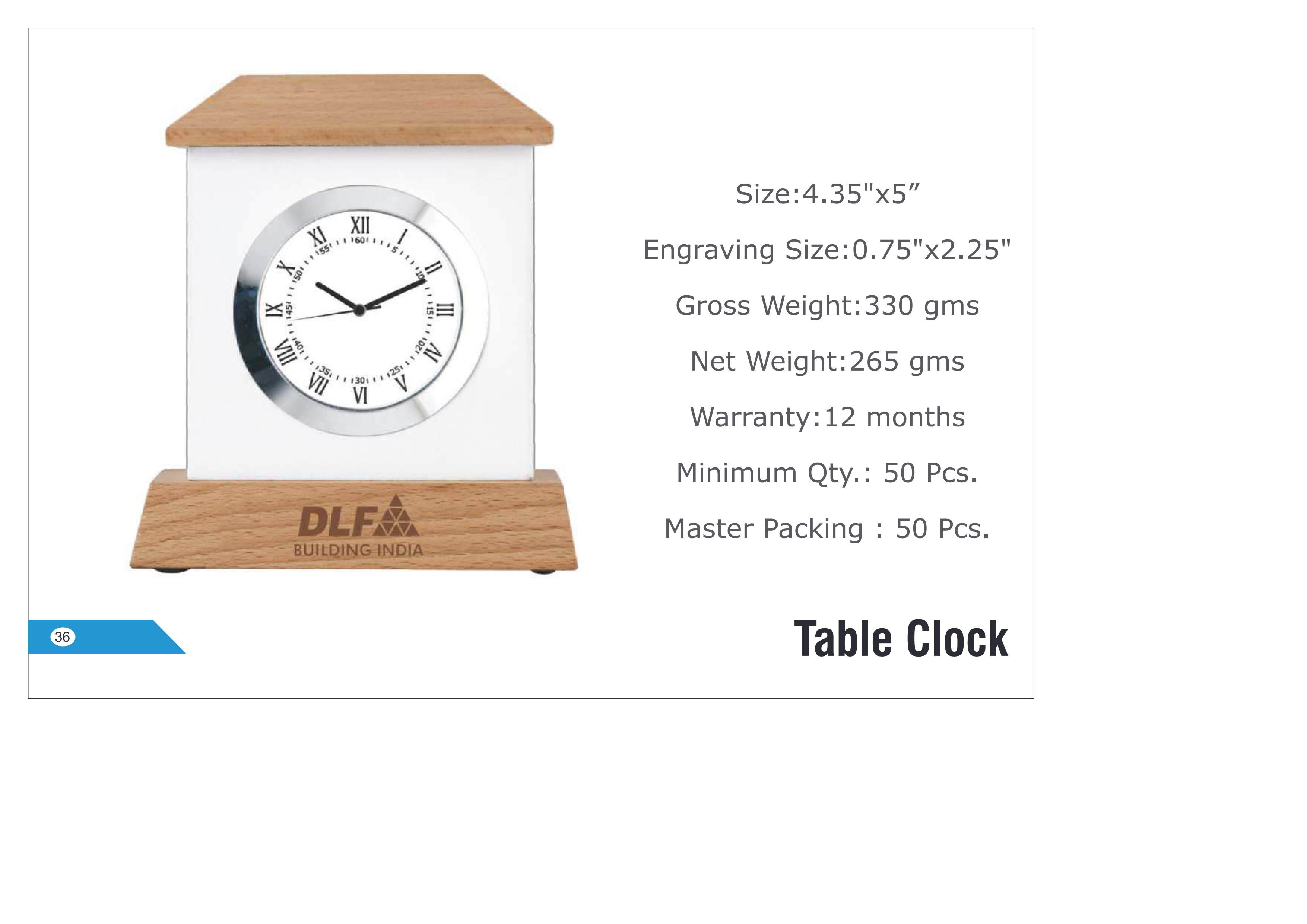 Modern Wooden Case Analog Table Clock for Office Desk Study Room Home Decor