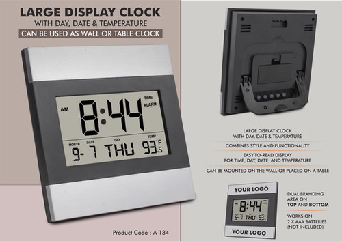 A134 – Large Display Clock With Day, Date & Temperature | Can Be Used ...