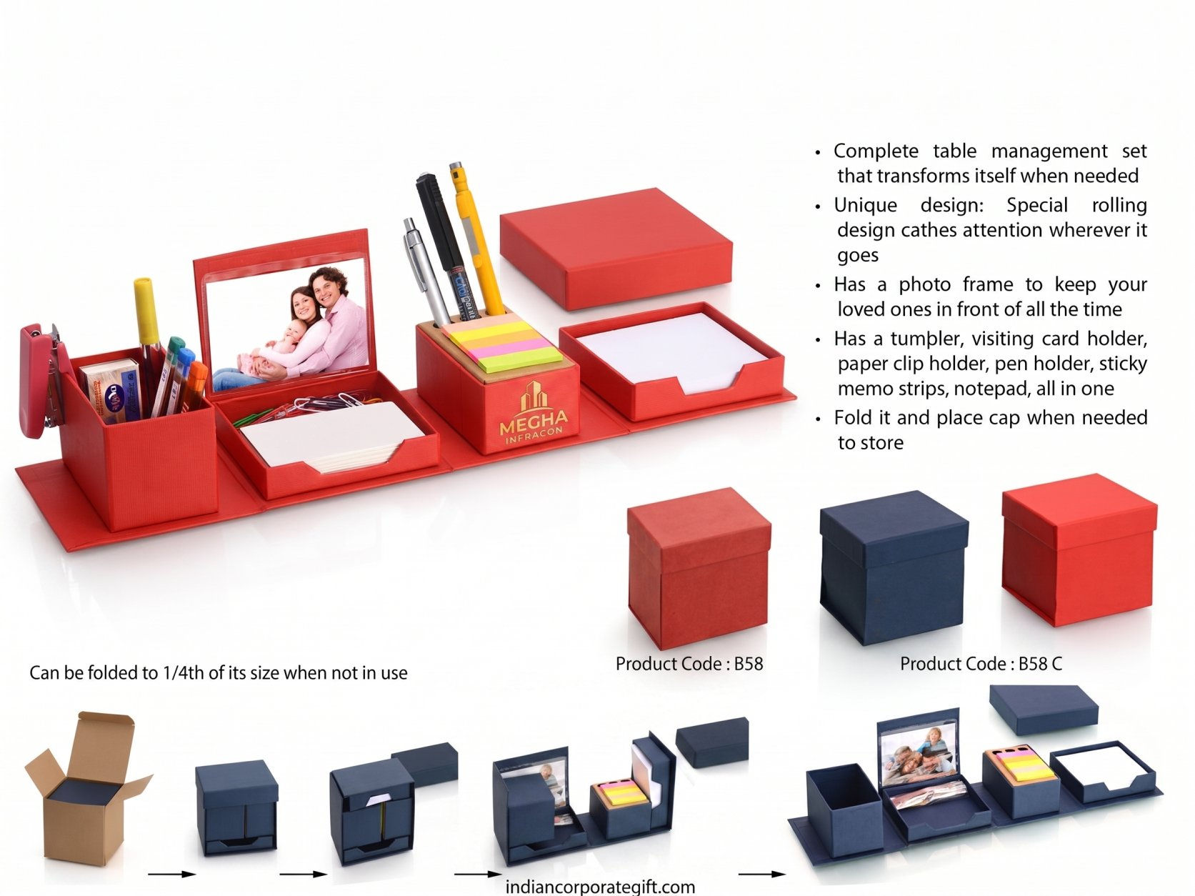 Custom Megha Infracon Transformer Expandable Cube Desk Organizer Set
