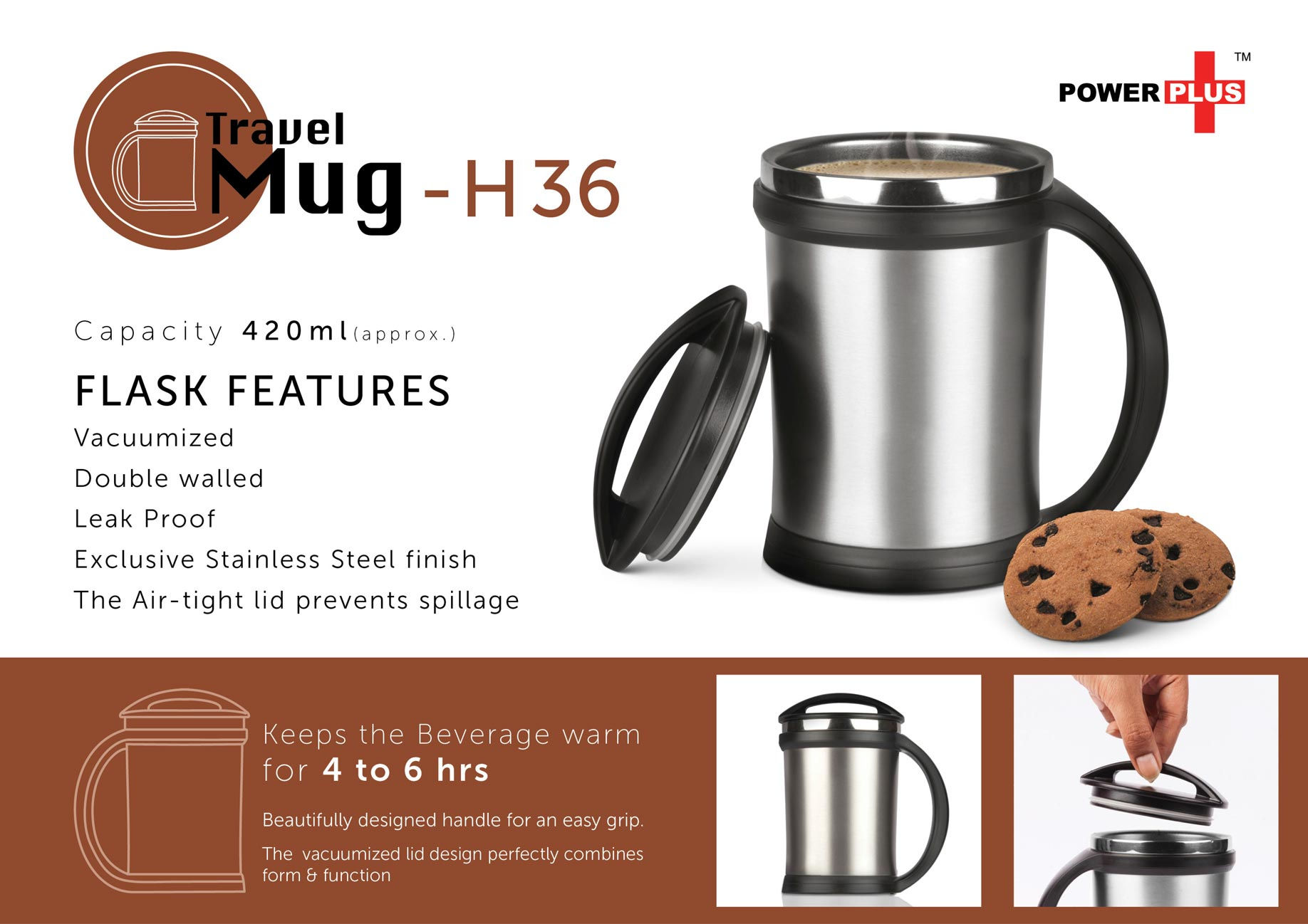 Power Plus Vacuumized travel mug H-36