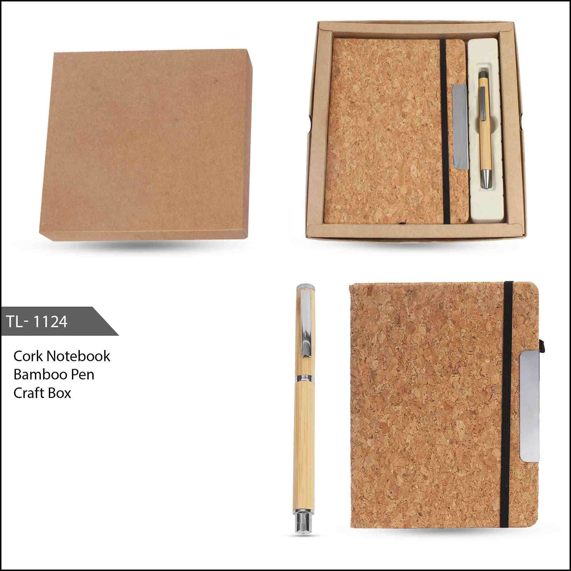 Notebook Gift Set Eco: Cork Notebook With Bamboo / Cork Pen- TL1124