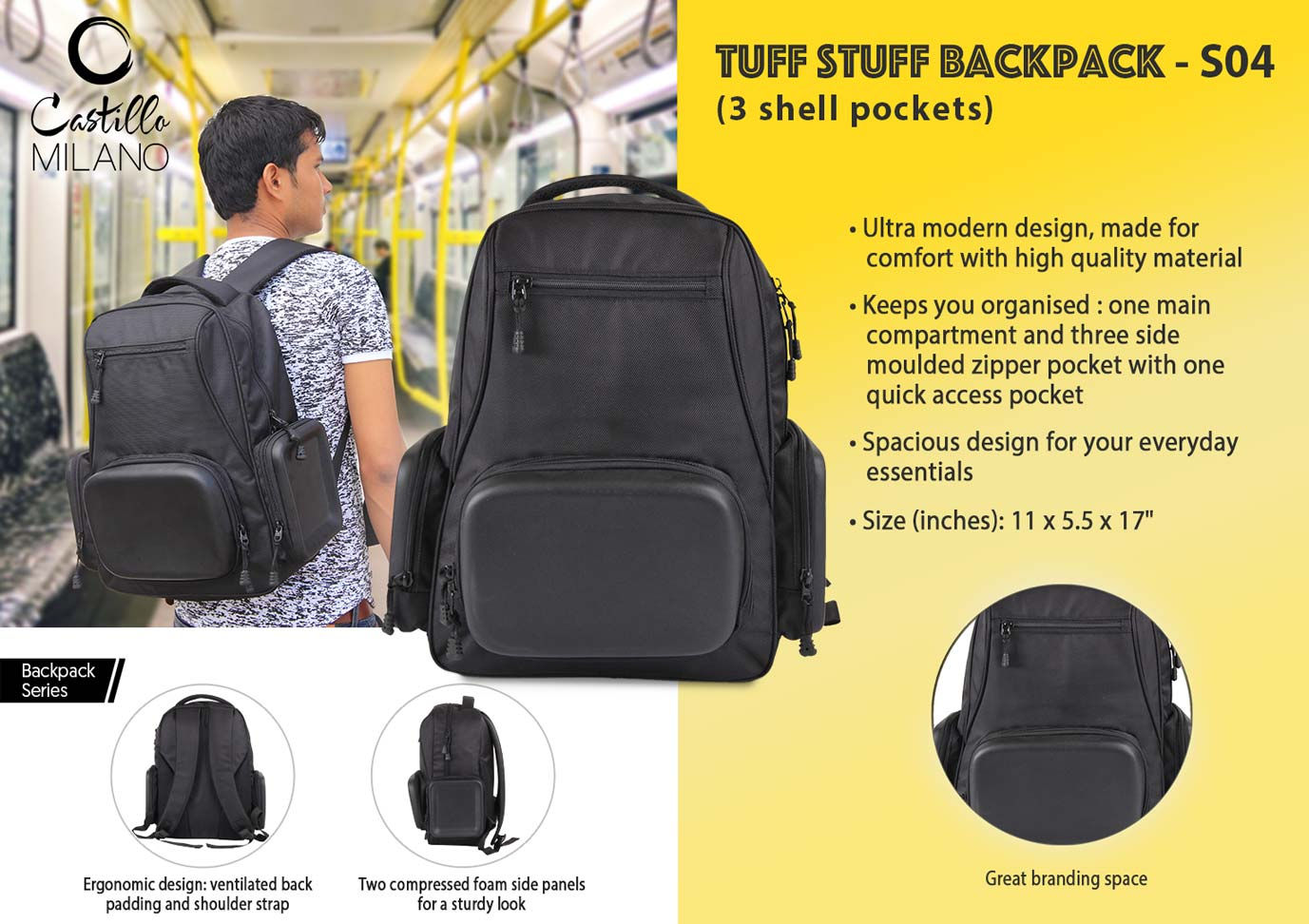 Tuff stuff Backpack (3 shell pockets) by Castillo Milano S-04