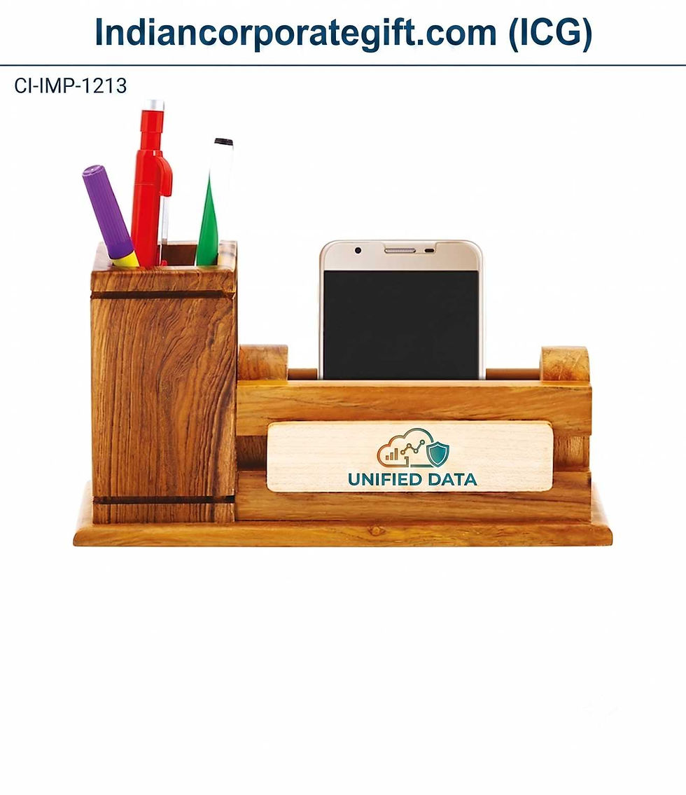 Wooden Desktop Organizer with Pen Holder and Mobile Stand CI-IMP-1213 by ICG
