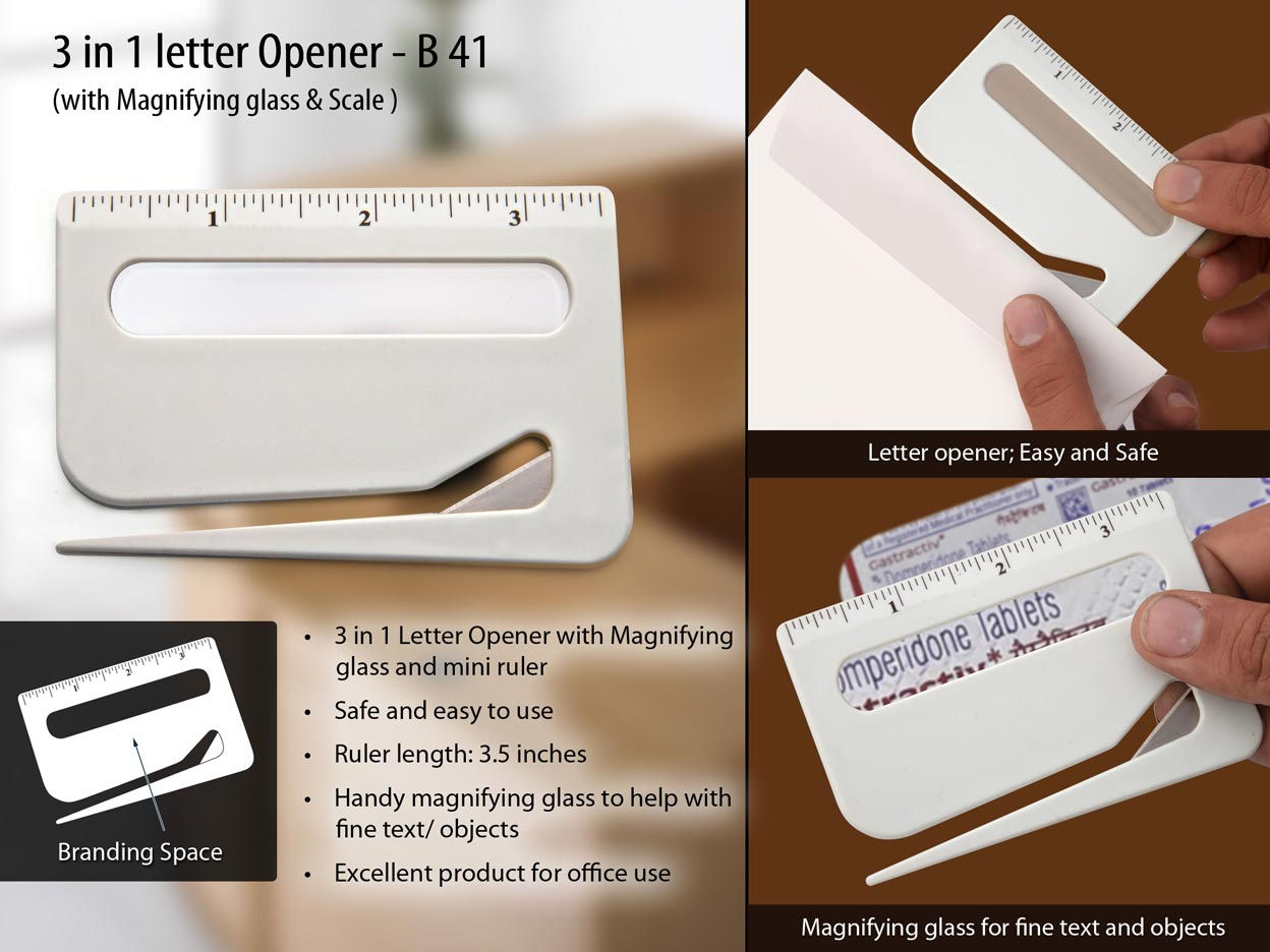 Letter opener with magnifier & ruler B-41
