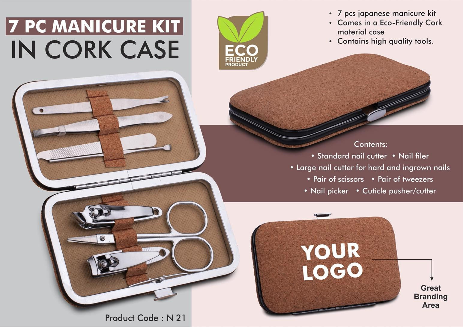 N21 – 7 Pc Manicure Kit In Cork Case