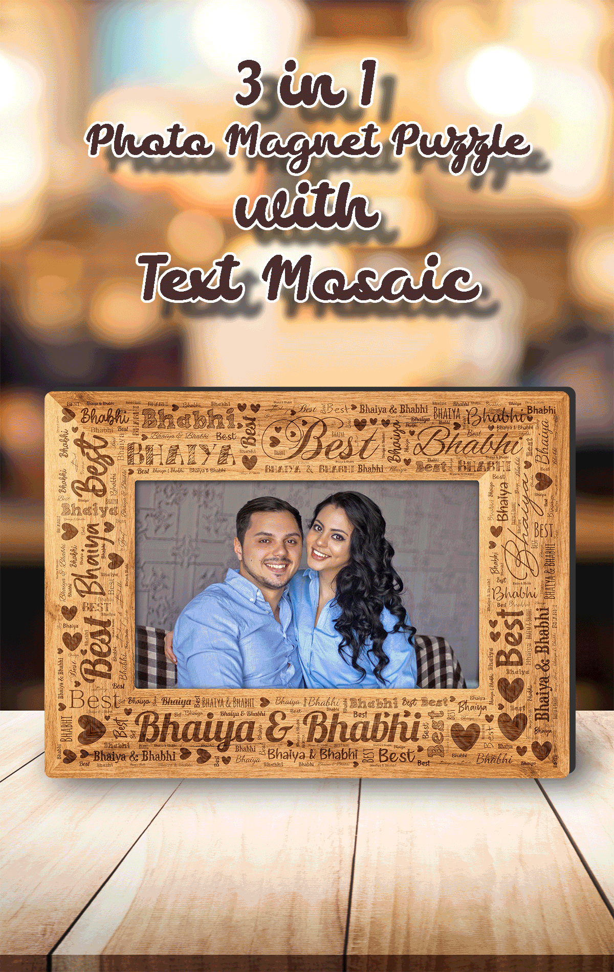 Personalised 3 In 1 Photo Magnet Puzzle With Text Mosaic CI-42