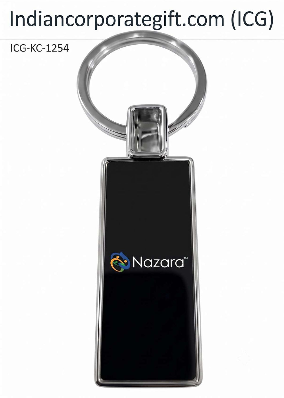Premium Glossy Black Metal Keychain ICG-KC-1254 at Best Price by ICG