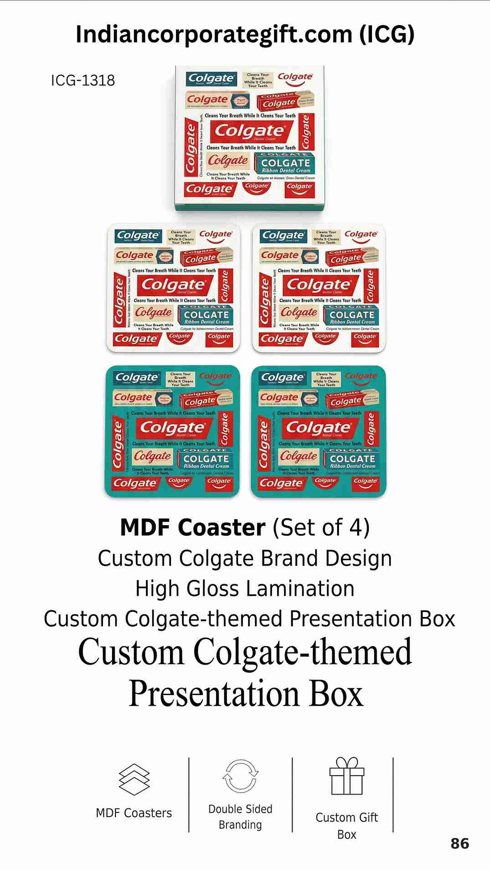 MDF Coaster Set of 4 with Presentation Box ICG-1318 at Best Price in Delhi