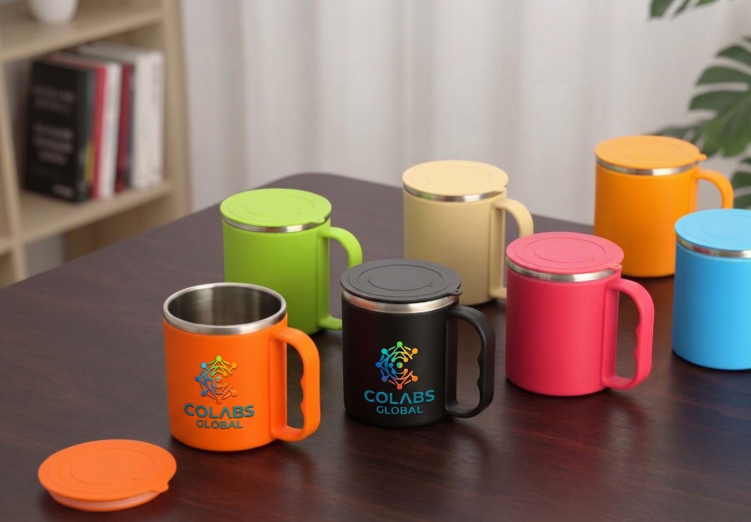 Colorful Steel Coffee Mug with Lid (CI-IMP-1118) By Indian Corporate Gift (ICG)