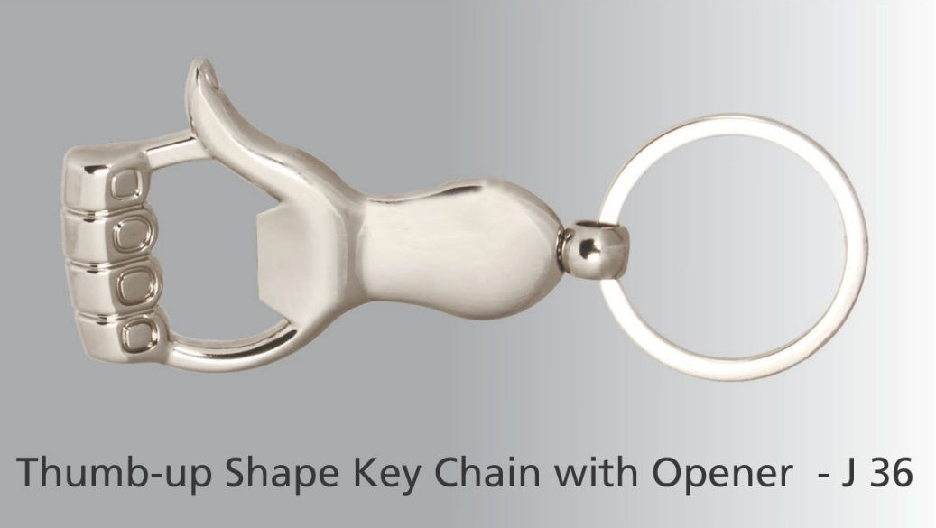 Thumb up key ring with opener J-36
