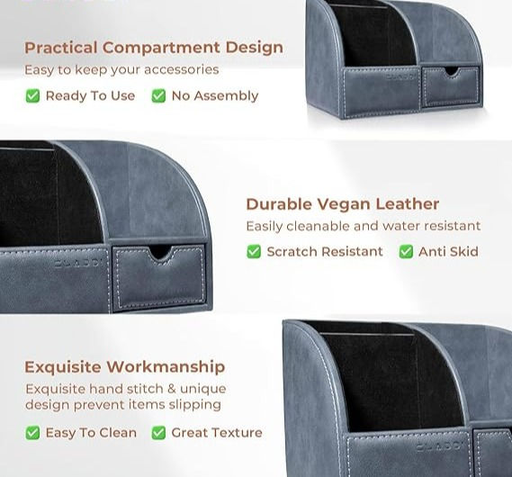 Thumbnail: Vegan Leather Compact Office Desk Organizer-03