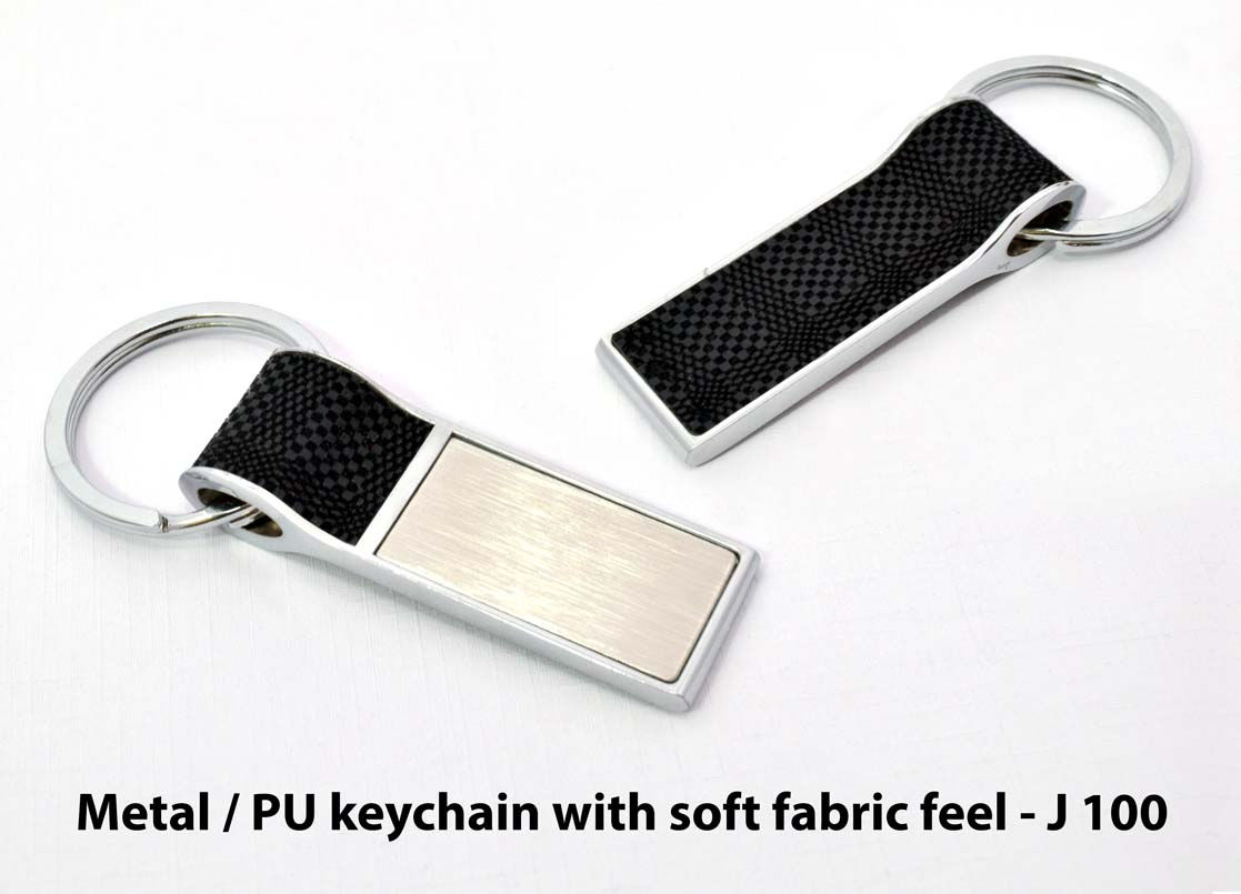 Metal / PU keychain with soft fabric feel J-100