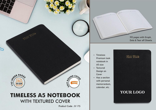 B175 – Timeless A5 notebook with textured cover | 192 pages with Graph ...