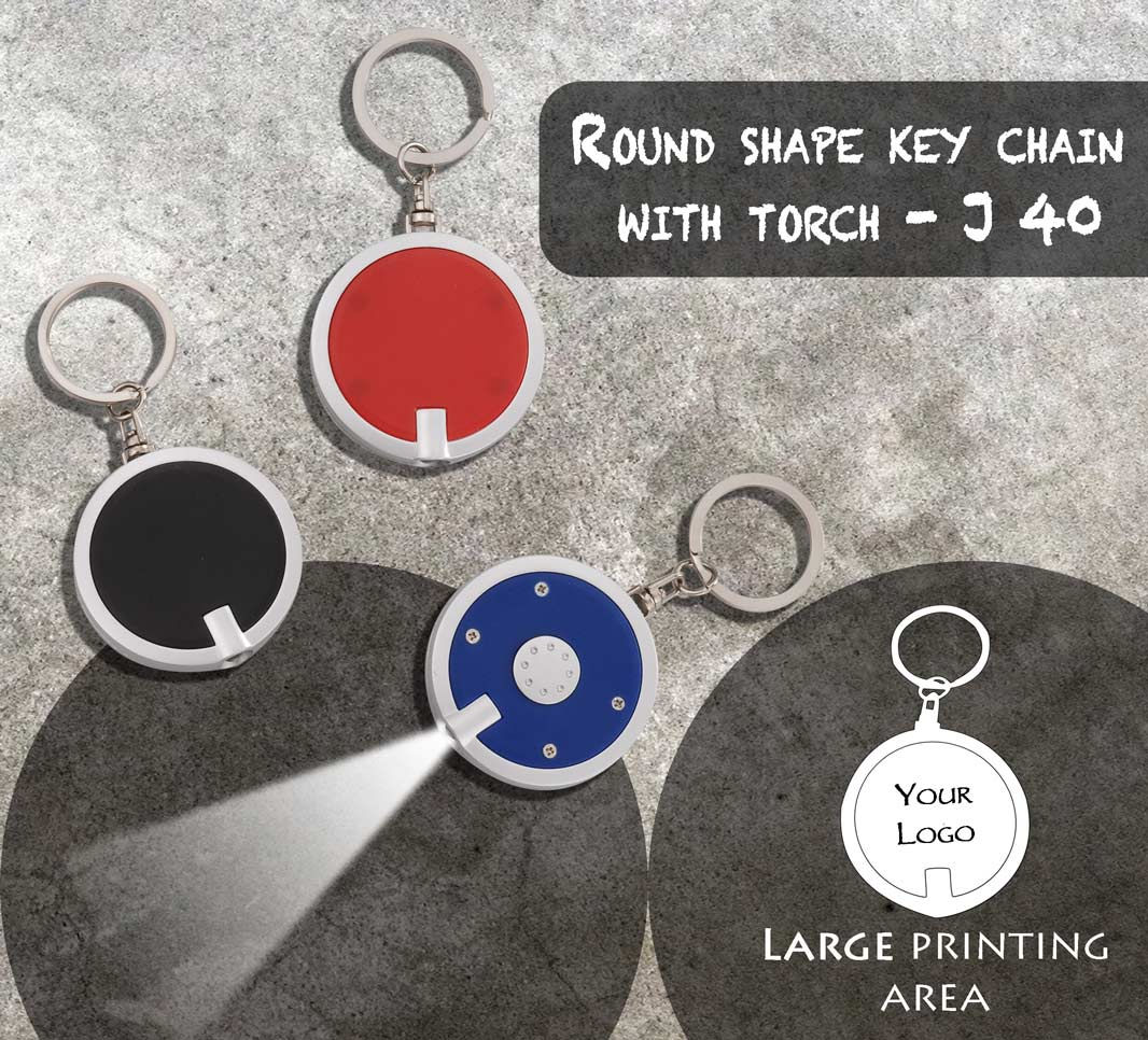 Round shape key chain with torch J-40