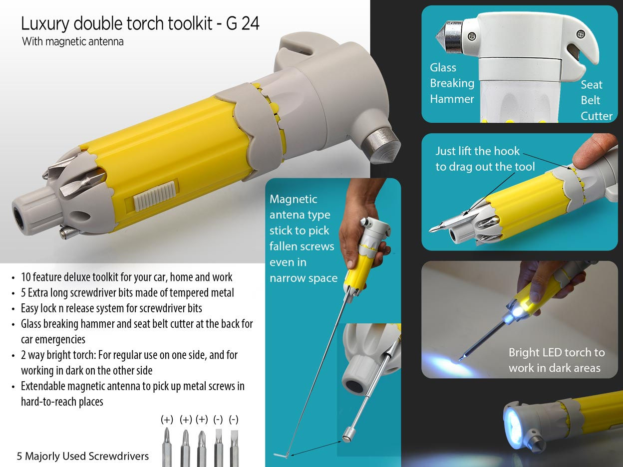 Luxury double torch toolkit with magnetic antenna G-24