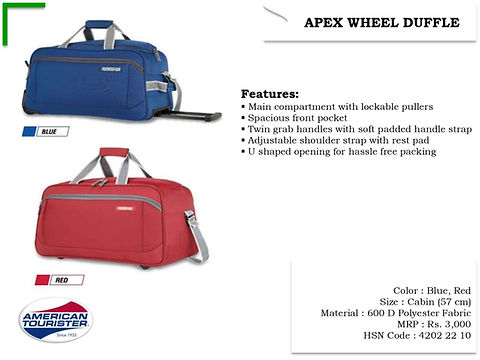 American Tourister Apex Wheel Duffle Bag Delhi, American Tourister - Main Image