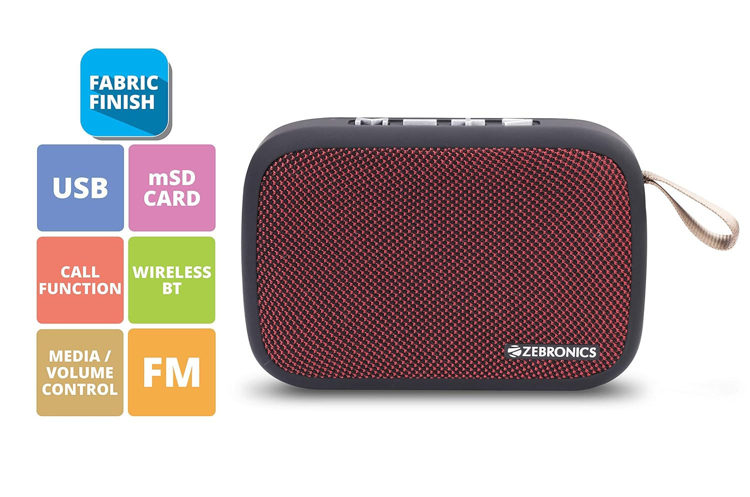 Zebronics Portable Bluetooth Speaker with USB, Micro SD Card, FM