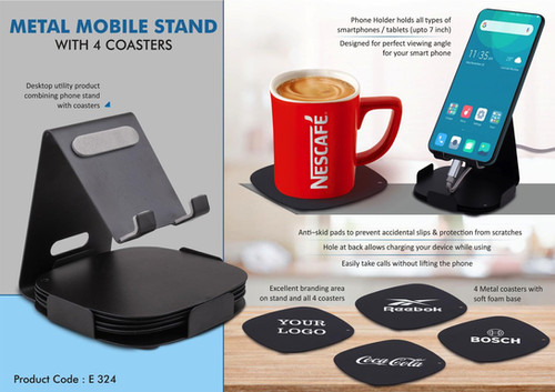 E324 – Metal Mobile Stand With Coasters Corporate Gifts