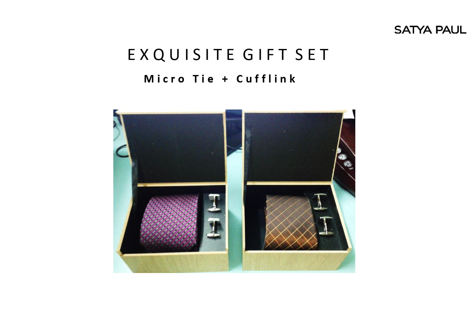 SATYA PAUL Tie & Cifflink Combo with Wooden Box