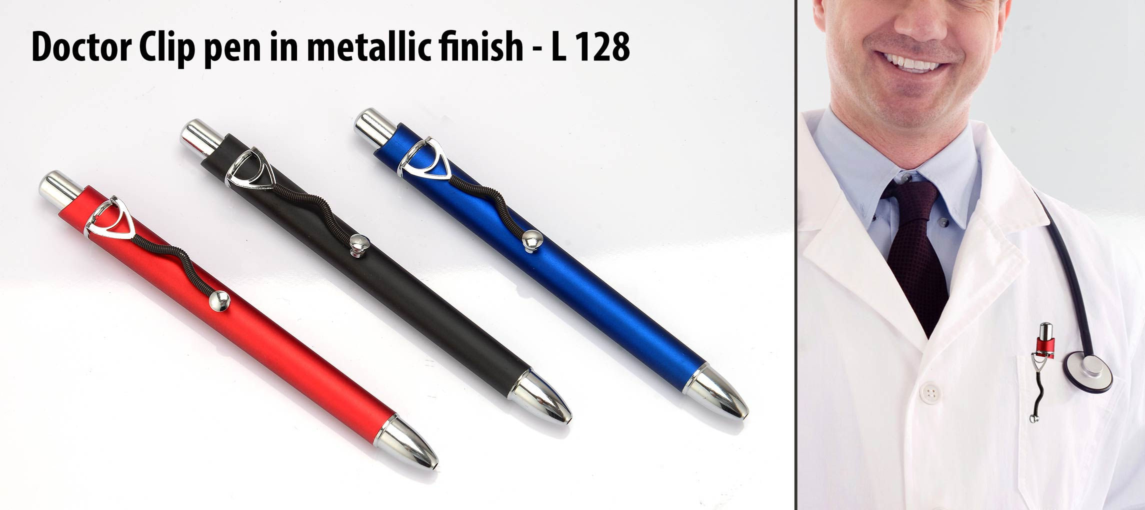 Doctor Clip pen in metallic finish L-128