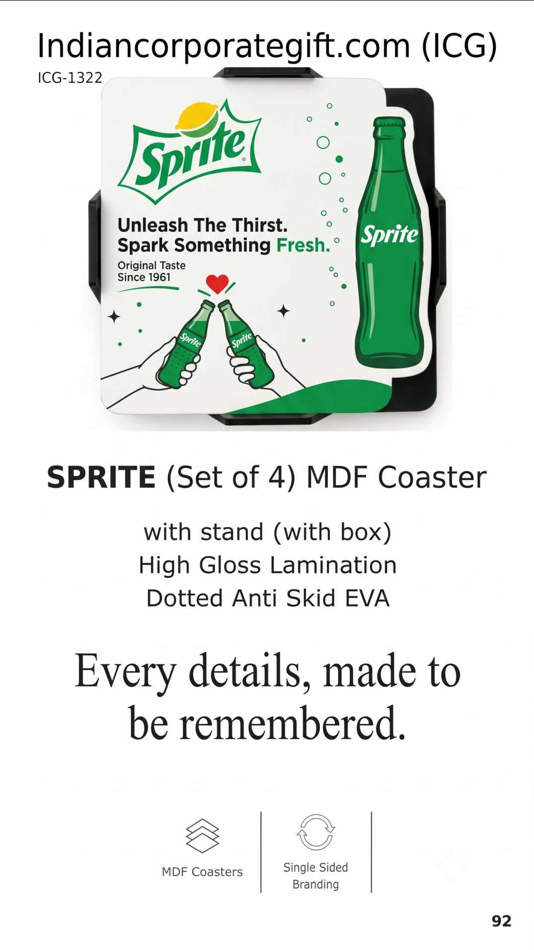 MDF Coaster Set of 4 with Stand and Box ICG-1322 at Lowest Price in Hyderabad
