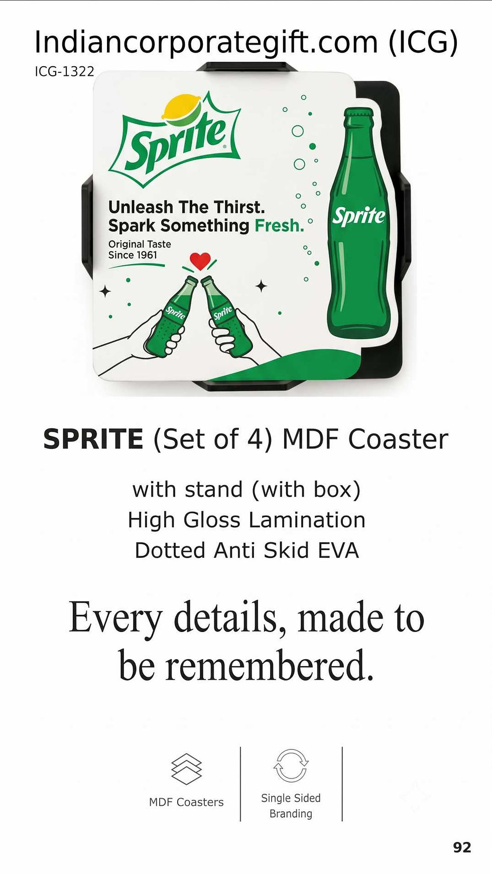 MDF Coaster Set of 4 with Stand and Box ICG-1322 at Lowest Price in Hyderabad