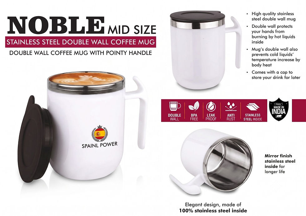 Noble Mid-Size Stainless Steel Double Wall Coffee Mug (CI-IMP-1131)