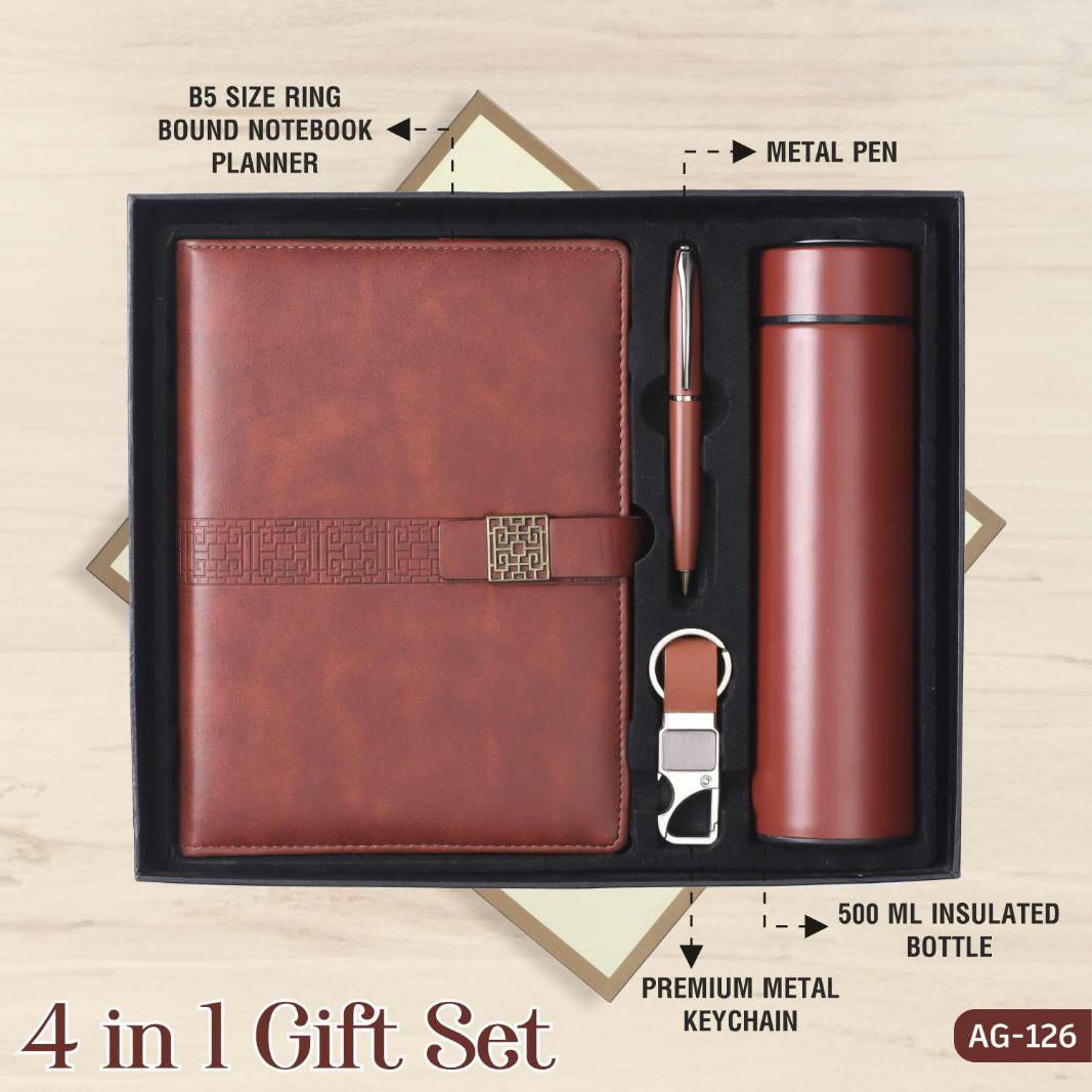 3 in 1 Notebook Diary, Pen & Bottle Combo Gift Set AG-126