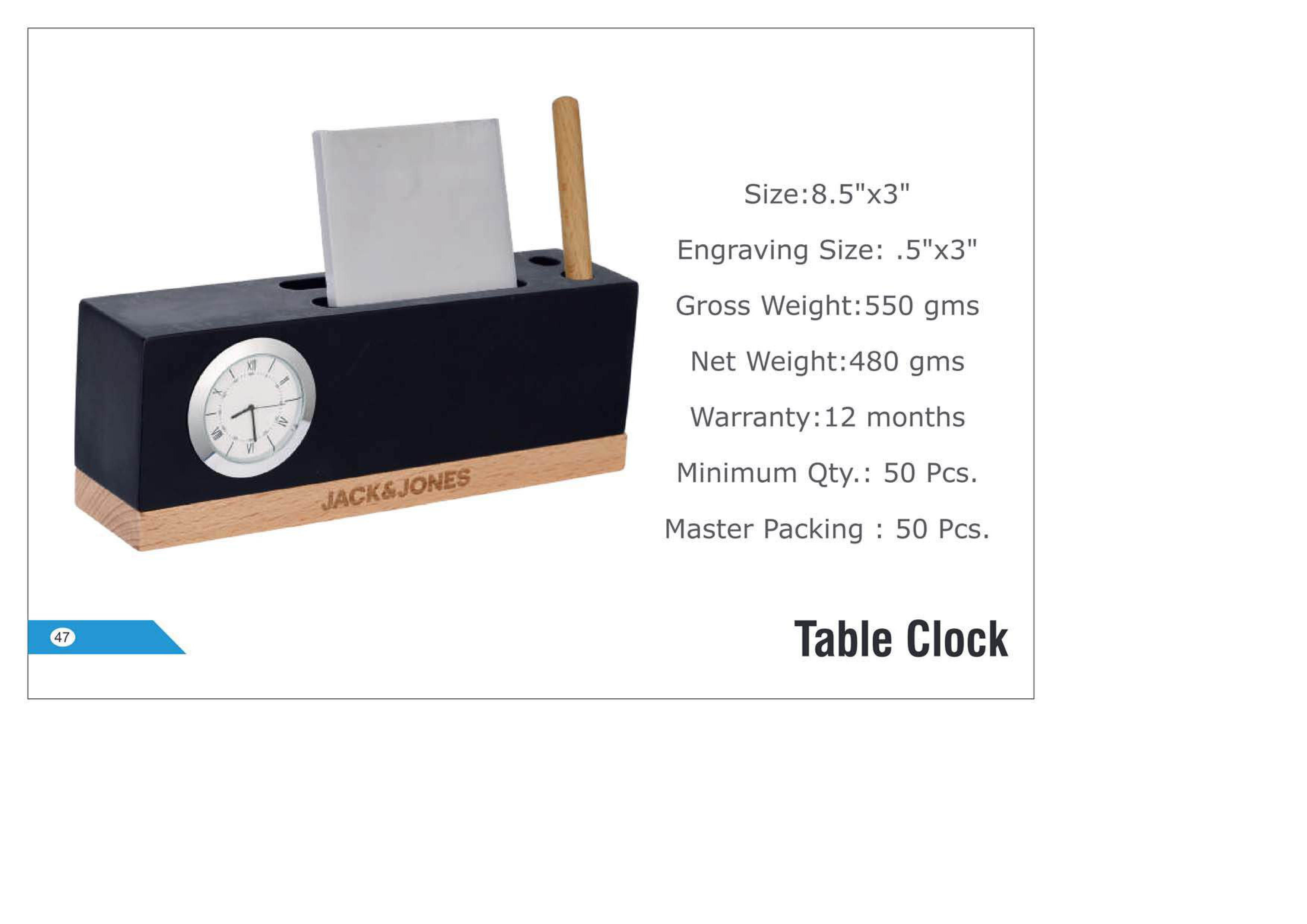 Wooden Pen Holder With Clock, Business Visiting Card And Mobile Stand |