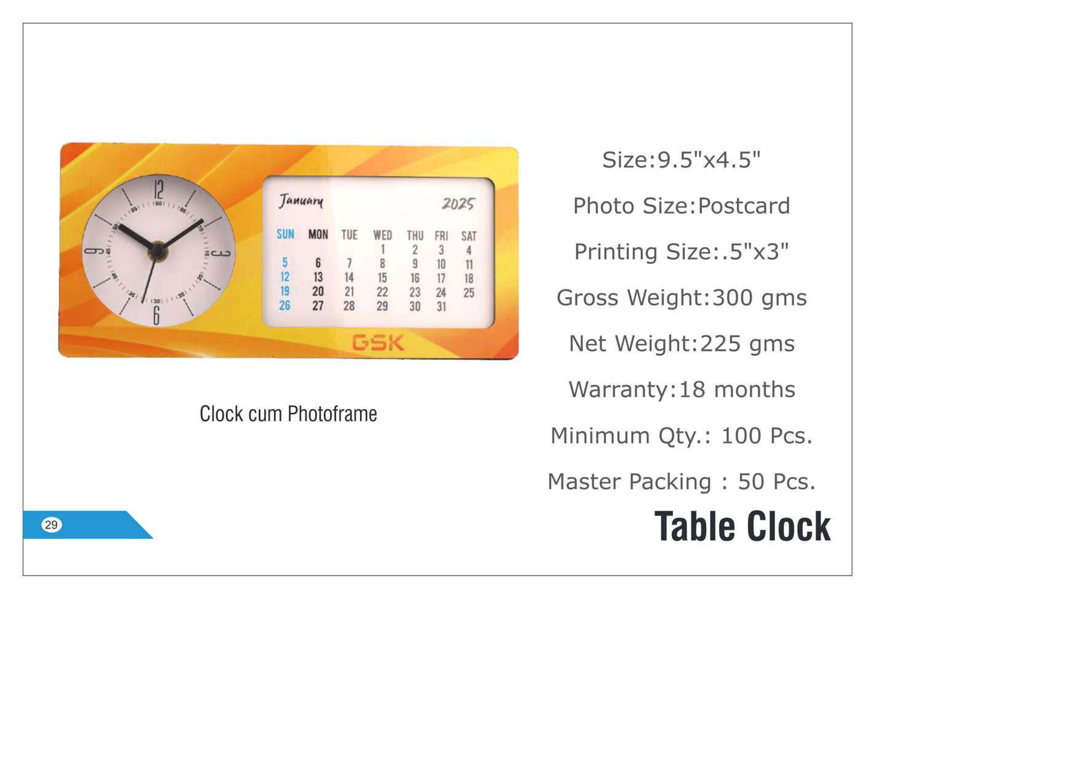 Modern Wooden Case Analog Table Clock for Office Desk Study Room Home Decoration