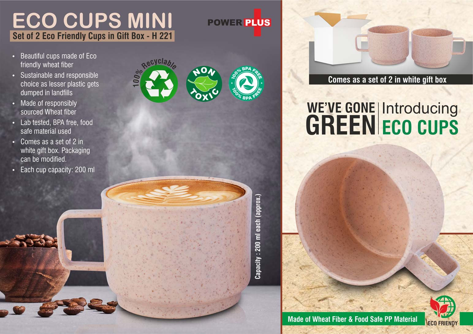 – Beautiful cups made of Eco friendly wheat fiber – Sustainable and responsible
