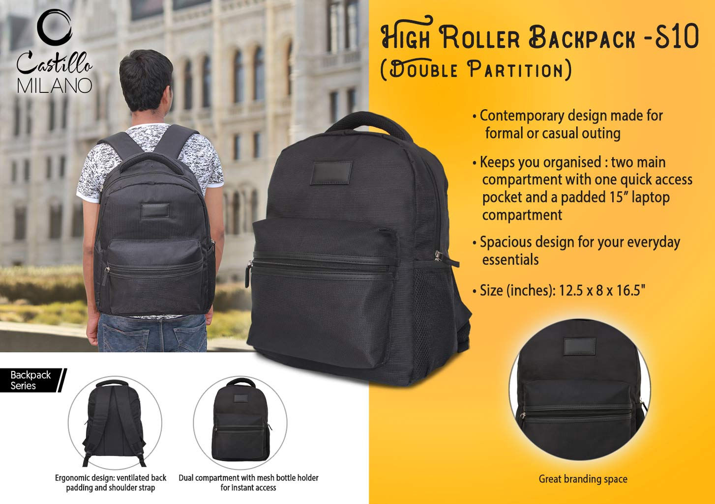 High Roller backpack | Double partition by Castillo Milano S-10