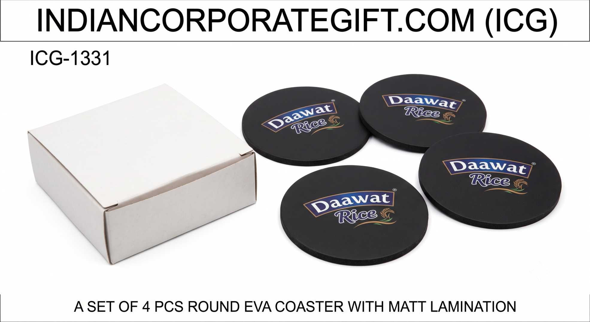 Set of 4 Round EVA Coasters with Matt Lamination ICG-1331 at Best Price - by ICG