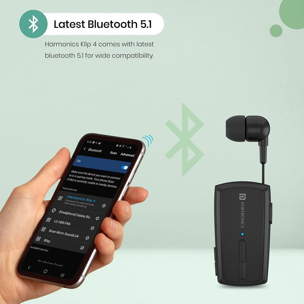 Thumbnail: Portronics Harmonics Klip 4 Retractable Bluetooth Music & Calling Earphone