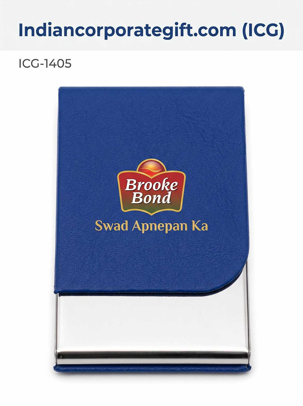 Leatherette and Stainless Steel Business Card Holder ICG-1405 at LOWEST PRICE
